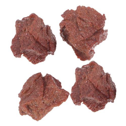 Sosoport Künstliches Steak 4 Stücke Realistisches Kunstessen Dekoration für Restaurant und Küche Simuliertes Gekochtes Rindfleisch Essensrequisite für Fotografie und Spielküche von Sosoport