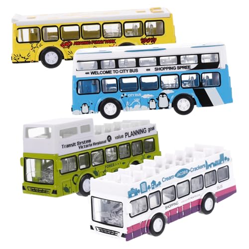 Sosoport 4-teiliges Großstadtbus-Spielzeug Für Jungen Und Mädchen Baufahrzeuge Pullback-autospielzeug Für Jungen Mädchen Kleinkinder Geburtstag von Sosoport