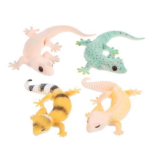 Sosoport 4 Stücke Kleiner Gecko Figurine Realistische Simulations Gecko Figuren aus Kunststoff für Kinder Pädagogisches Reptilien Spielzeug für Lernspiel und Dekoration von Sosoport