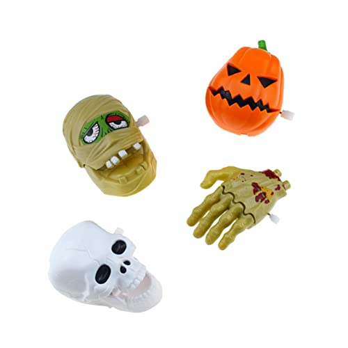 Sosoport 4Stücke Teiliges Halloween Aufziehspielzeug Lustige Spielzeuge Für Pädagogische Halloween Party Mit Kürbis Und Skelett Motiven von Sosoport