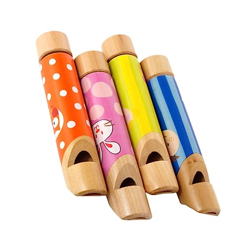 Sosoport 4Stücke Teiliges Holzpfeifen Spielzeugset für Musikinstrument aus Robustem Holz für Kreative und Lehrreiche Spielmomente Zufällige Farben von Sosoport