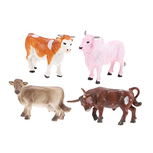 Sosoport 4Stücke Teiliges Kuhmodell Spielzeugset Realistische Wildtiere Figur für Lernspielzeug Dekoration und im Innenbereich von Sosoport
