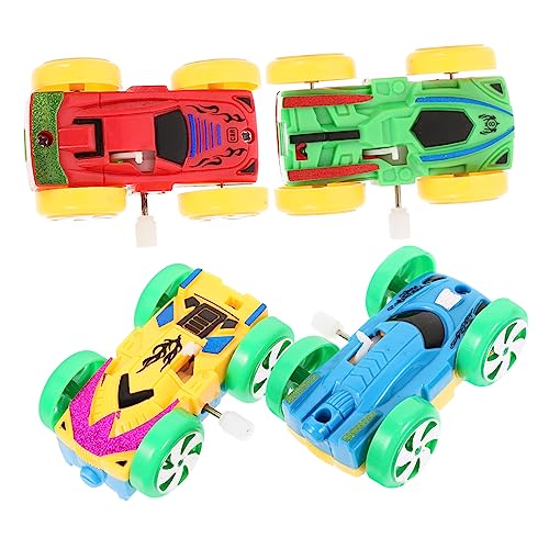 Sosoport 4Stücke Wind Up Spielzeugautos Doppelseitige Aufziehspielzeuge für Cartoon Designs Einfach zu Bedienen Tragbar und Langlebig für Jungen Ab Jahr Fördert von Sosoport