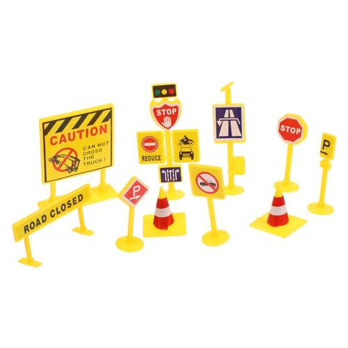 Sosoport 5 Mikro-landschafts-Verkehrsschild Verkehrszeichen Für Dekoration Klein Szene Straßenschild Miniatur Verkehrszeichen-Modell Mikrolandschaftsornament Plastik Yellow von Sosoport