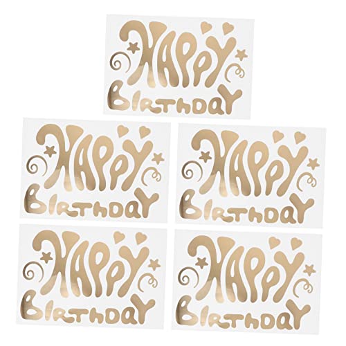 Sosoport 5 Stück Alles Zum Geburtstag Aufkleber Alles Zum Geburtstag Fenster Sich Valentinstag Bobo Ball Aufkleber Wandaufkleber Schmuck Party-Aufkleber Golden Plastik von Sosoport
