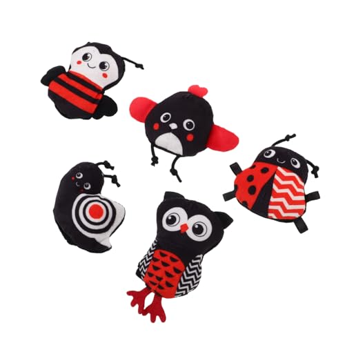Sosoport 5 Stück Fingerpuppen Mini-kuscheltiere Mini- Kinderpuppen Handpuppen Für Fingerspielzeug Für Pp Baumwolle Black von Sosoport