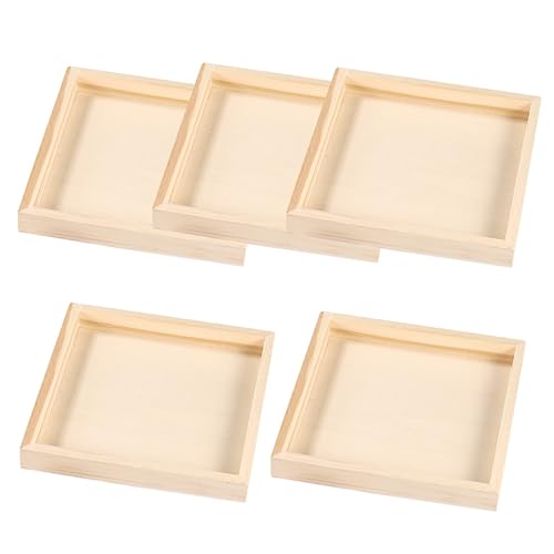 Sosoport 5 Stück Holzpalette Nisttabletts für die Küche Puzzle-Aufbewahrungsschalen Servierschale Puzzle aufbewahrung Woody Puzzle Spielzeugtablett aus Holz 3D-Puzzle-Organizer hölzern von Sosoport