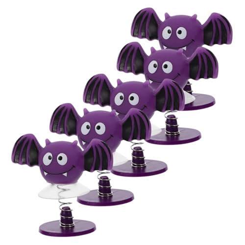 Sosoport 5 Stück Hüpfende Fledermausfigur Schläger springende Federspielzeuge es ist Frühling Cartoon-Sprungspielzeug Halloween-Partygeschenk Partyversorgung Eisen Violett von Sosoport