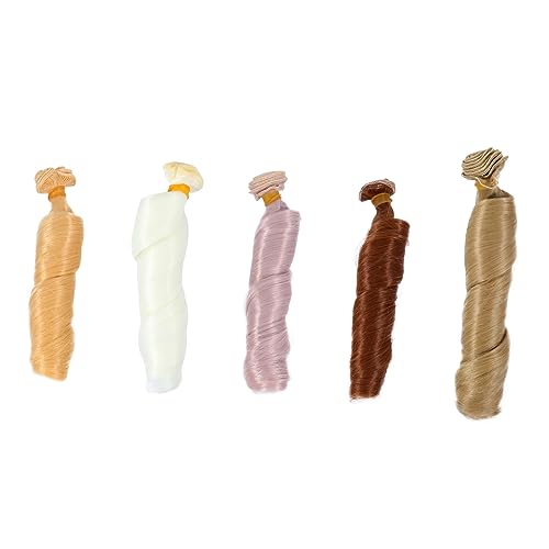 Sosoport 5 Stück Puppe Perücke puppenperücken puppenhaar Puppenbastelbedarf Puppenreparaturbedarf Puppe mit lockigem Haar Glatte Haarsträhnen Puppe Kunsthaar DIY zubehör Hochtemperaturdraht von Sosoport