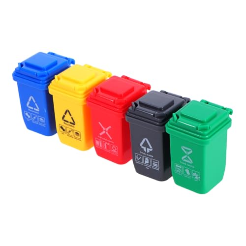 Sosoport 5 Stück Puppenhaus Mini Sortiermülleimer Mini-mülleimer Für Den Schreibtisch Recycling Kleiner Müll Kann Miniatur Mini-papierkorb Kleiner Weißer Mülleimer Mini -mülldose Abs von Sosoport