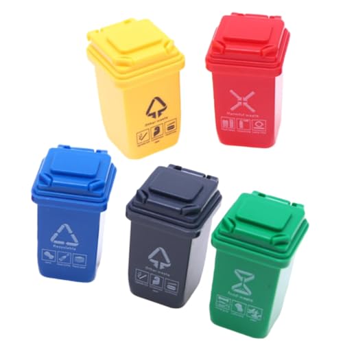 Sosoport 5 Stück Puppenhaus-mini-mülleimer-modellzubehör Puppenhaus-mülleimer Mülleimer Figur Kleines Modell Miniatur-mülltonne Mini -mülldose Dekorative Müll Kann Mülltonne Mit Deckel von Sosoport