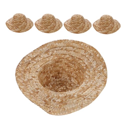 Sosoport 5 Stück Teiliges DIY Strohhut aus Weizenstroh Kleine Bastelhüte zum Bemalen für schlichte Mini Strohhüte für Puppendekoration und Kreative Heimgestaltung von Sosoport