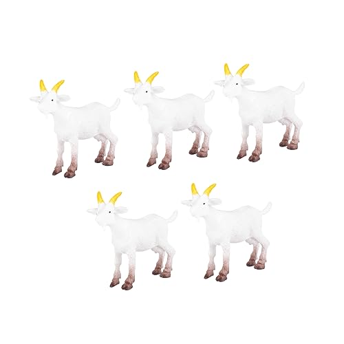 Sosoport 5 Stück Teiliges PVC Tiermodelle Realistische Ziegen und Lämmer für DIY Miniaturszenen Lebendige Bauernhof Dekoration und Lernspielzeug von Sosoport