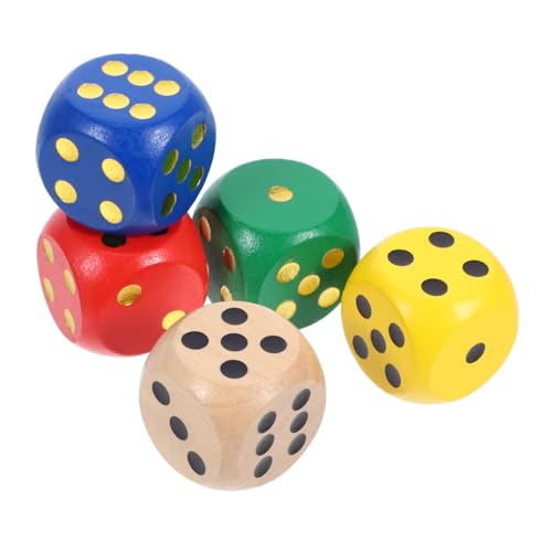 Sosoport 5 Stück Teiliges Set Holzspielwürfel mit Abgerundeten Kanten Seitige für Lernspiele Rechtschreibung und Familienaktivitäten für Erwachsene Gemischt von Sosoport