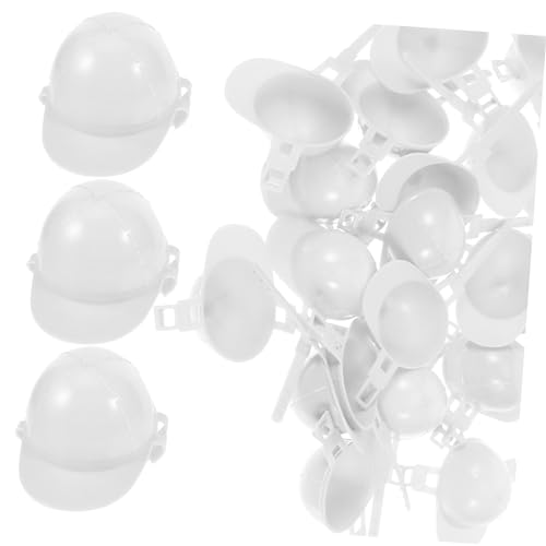 Sosoport 50 Stück Mini -Helm -Helm Schutzhelm Miniatur-Bauhut Partyhüte für Hamster eincremehilfe Minihelm für Puppe Mini-Sicherheitshut- Plastik Weiß von Sosoport