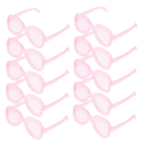 Sosoport 50 Stück Plastikpuppenbrille klein Gläser für Mini Puppe Brille Requisiten Puppenbrillen dekorative Puppenbrille Puppe Sonnenbrille lustige Brillenspielzeuge Rosa von Sosoport