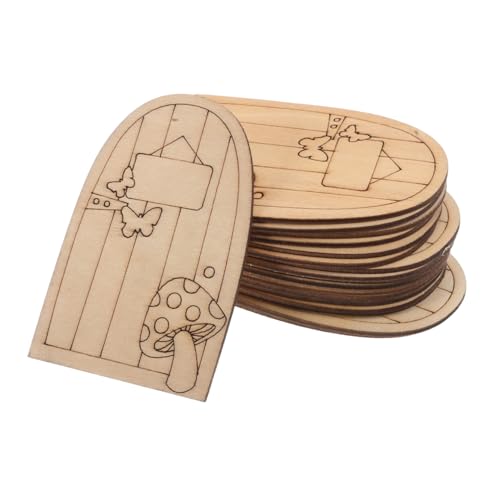 Sosoport 50 Teiliges Märchentür Set DIY Feengarten Zwergtür Ornament DIY Bastelarbeiten Feentüren DIY Feentüren Puppenhaus Zubehör Miniatur Zwergtür Miniatur Tür Ornament Holz von Sosoport