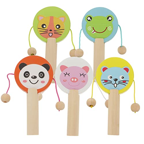 Sosoport 5Stücke Holzspielzeug Teiliges Musikalisches Rasselinstrument für Kleinkinder Puzzle mit Cartoon Tieren zu Weihnachten oder Geburtstagen von Sosoport