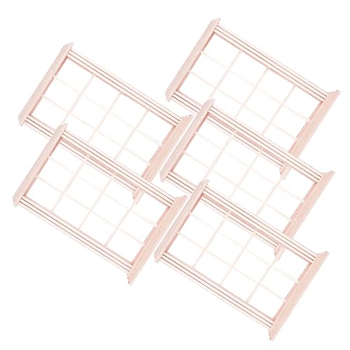 Sosoport 5Stücke Mini Fenster Modell Für Puppenhaus Miniaturzubehör Für Kreative Dekorationen Holzfenster Für Kinderzimmer Und Puppenhausmöbel Für DIY Projekte von Sosoport