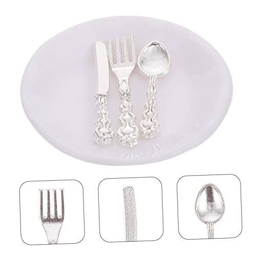 Sosoport 6 Sets Simulation Besteckset Servierutensilien Löffel Mini Zubehör Mini Geschirr Set Mini Geschirr Miniatur Küchenzubehör Puppenhaus Geschirr Weiß Abs von Sosoport