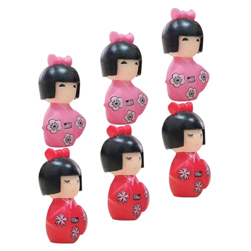 Sosoport 6 Stück Kimono Puppe Traditionelle Japanische Landschaft Nachttisch Landschaftspuppe Puppe Im Japanischen Stil Schreibtisch Ornament Mini Japanischer Kimono Japanische von Sosoport