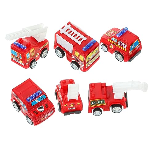 Sosoport 6 Stück Kinderauto Cartoon Bauauto Pull-Back-Auto- Bauauto Schieben Bauauto Kinderspielzeug Träge Kleine Fahrzeuge Rot Plastik von Sosoport