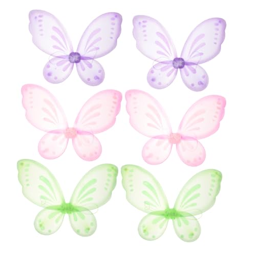 Sosoport 6 Stück Kinderflügel Schmetterling Kostüm feeflügeln Kinderkleider Costume die engelsflügel Party Zubehör Flügel für Cosplay Feenflügel für Flügel Cosplay Nylon von Sosoport