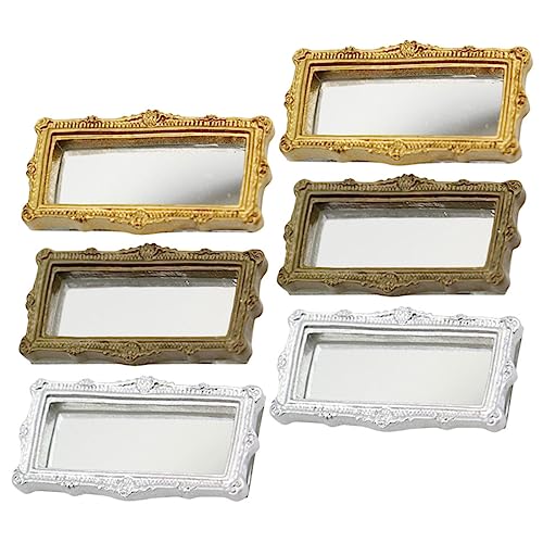 Sosoport 6 Stück Klassisches Spiegelzubehör Kinderspielzeug Stellen Sie Sich vor, zu Puppenhausdekoration Mini-Spiegel-Ornamente Mini-Spiegel-Kit Harz von Sosoport