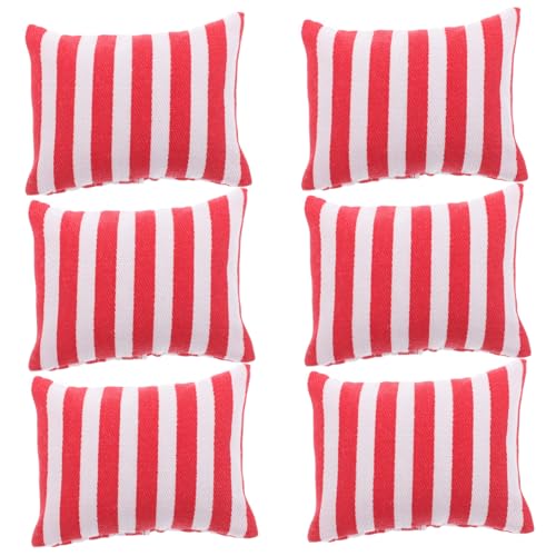 Sosoport 6 Stück Maßstab Couchkissen Dekorative Stoffkissen für Miniaturmöbel Realistische Puppenhaus Accessoires Weiche Gemütliche Kissen für Mini Deko von Sosoport