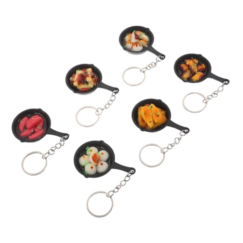 Sosoport 6 Stück Mini Food Keyrings mit Lustigem Pfannenanhänger Witzige Küchencharms als Taschen Schlüsselanhänger Vielseitiger Party-deko-spaß für Familie und Freunde von Sosoport