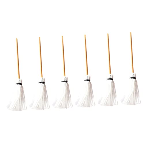 Sosoport 6 Stück Mini Hausmopp Ornament Miniatur Besen Bodenwischer Mini Hausreinigungsmopp Zubehör Puppenhausmöbel Bodenreiniger Mopp Winzige Mopps Mini Besen Puppenhaus von Sosoport