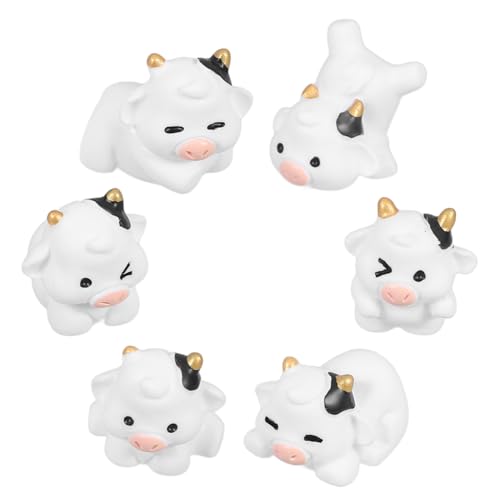 Sosoport 6 Stück Mini Kuhfiguren aus Resin Realistische Landschaftsdeko Kleine Farmfiguren für Mikrolandschaften Tisch und Gartenornamente Kompakt und Stilvoll von Sosoport