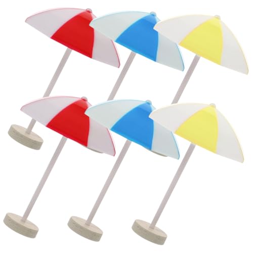 Sosoport 6 Stück Mini Strand Meer Nautischer Puppe Tragbares Gastgeschenke Regenschirme Figuren Miniatur Ornament Strandschirm Mini von Sosoport