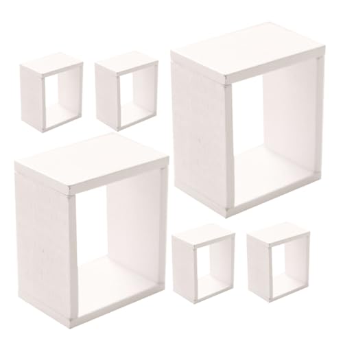 Sosoport 6 Stück Mini-gitterschrank Regal Bausätze Puppe Gebäude Lagerung Minis Miniatur Mini-hausschrankmodell Rollenspielmodell Wohnzimmer Kleiner Schrank Mini Möbel Vitrine Weiß Birke von Sosoport