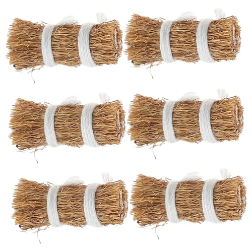 Sosoport 6 Stück Miniatur -Gras -brennholz -stapelmodell Gefälschte Heuballen Gartenlandschaft Heuhaufen Heuballen Zur Dekoration Mini-heuballen Zum Basteln Puppenhaus Heuballen Light Brown von Sosoport