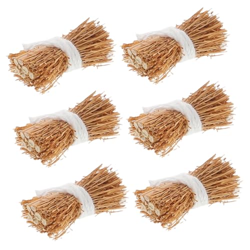 Sosoport 6 Stück Miniatur -Gras -brennholz -stapelmodell Miniatur-heuballen Zur Dekoration Gefälschte Heuballen Sandtisch Selber Machen Gartenlandschaft Heuhaufen Falsches Heu Khaki von Sosoport