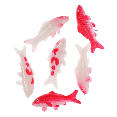 Sosoport 6 Stück Miniatur-koi-Fisch-Ornamente – 4,5 cm Kleine Künstliche Goldfischfiguren, Meerestiere, Spielzeug, Feengarten-zubehör Für Puppenhaus, Heimdekoration, DIY-bastelzubehör von Sosoport