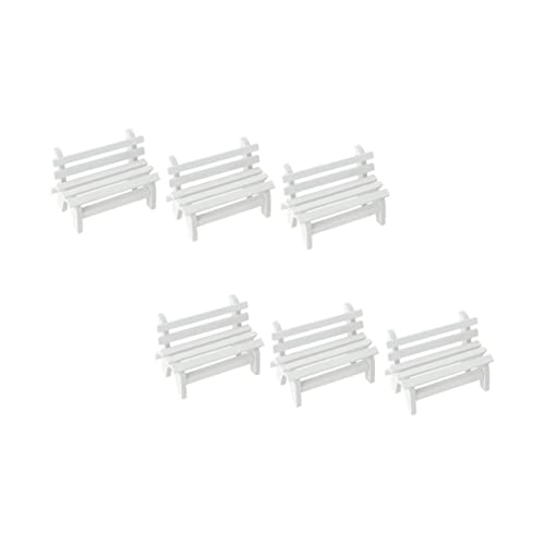 Sosoport 6 Stück Möbel Teiliges Holzbank Modell für Puppenhaus Dekoration Elegante Gartenbank für DIY Puppenhaus und Romantische Anlässe Detailgetreu und Vielseitig Einsetzbar von Sosoport