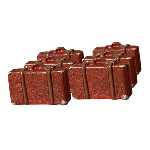 Sosoport 6 Stück Puppenhaus Retro Koffer Vintage Koffer Handtasche Koffer Reisekoffer Modell Koffer Reisen Mini Party winziger Koffer Puppenkoffer Spielzeugkoffer Harz Brown von Sosoport