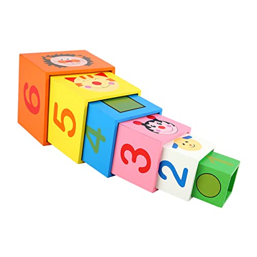 Sosoport 6 Stück Schicht Auf Schicht Kindergeschenk Stapelblöcke Kindertrainingsspielspielzeug Zählen Schachteln Und Stapeln Von Blöcken Stapelbares Blockspielzeug Hölzern von Sosoport