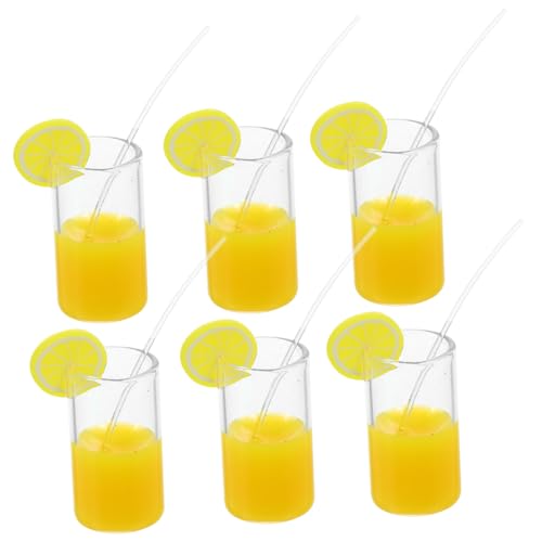 Sosoport 6 Stück Shiwan Limonadenbecher Winziges Mini-saft Puppenhaus-zitronensaft Zubehör Für Puppenhäuser Mini-wasserbecher Miniatur Winzige Saftbecher Mini-teetassen Harz Yellow von Sosoport