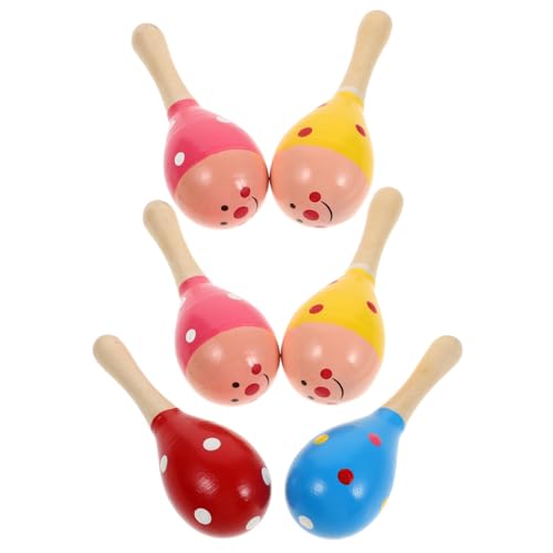 Sosoport 6 Stück Teiliges Bunter Holzmaracas Rhythmische Sandschlägel für Kreative Musikbildung Partys und Feste aus Kindersicheren Materialien Gefertigt von Sosoport
