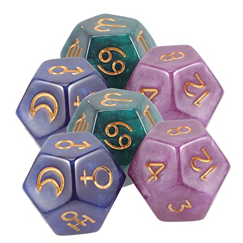 Sosoport 6 Stück Teiliges Polyeder Würfelset aus Buntem Harz Astrologische Divinationswürfel für Tarot und Brettspiele Kreative und Praktische für Psychologen und Spielenthusiasten von Sosoport