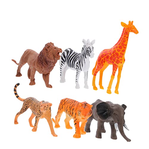 Sosoport 6 Stück Teiliges Realistische Waldtiere Figuren aus Hochwertigem Vinyl Lernspielzeuge für Tiger Zebra Elefant Leopard und Giraffe von Sosoport