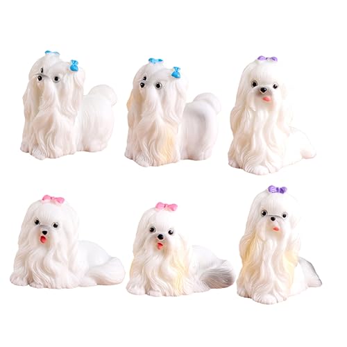 Sosoport 6Stücke Figuren Realistische Welpen Deko Figuren Für Mikro Landschaften Resin Tierfiguren Für Garten Und Bastelprojekte von Sosoport