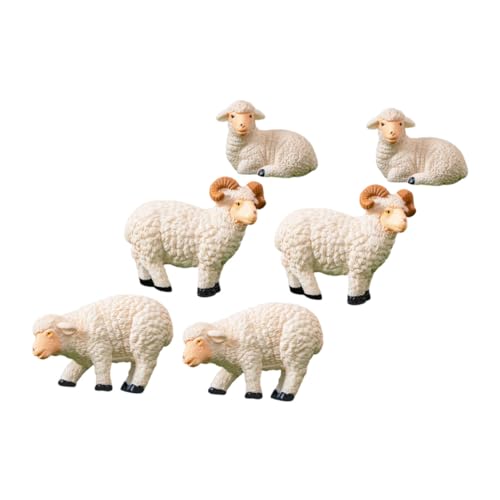 Sosoport Miniatur Schaf Figuren aus Harz 6 Stück Niedliche Tierfiguren für Garten Dekoration Robust und Lebendig für Miniatur Landschaften von Sosoport