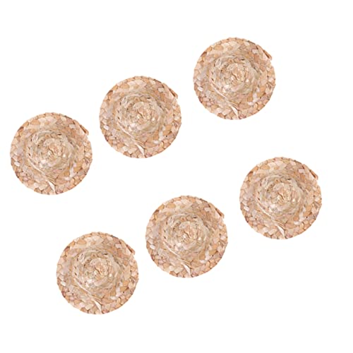 Sosoport 6Stücke Mini Strohhüte für Puppen Handgefertigter Puppenhut mit Breiter Krempe für DIY Dekoration für Puppen Teddybären und Bastelprojekte von Sosoport