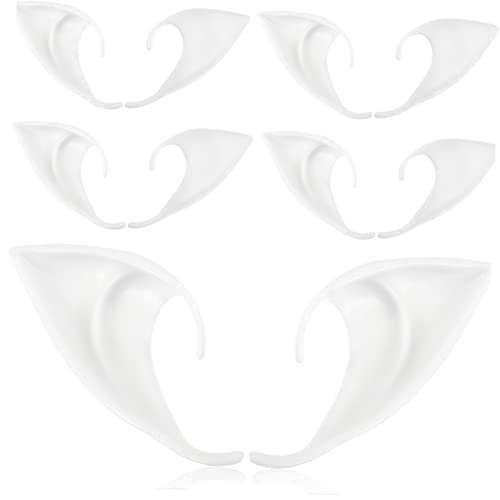 Sosoport 6Stücke Teiliges Cosplay Elfenohren aus Realistische Wiederverwendbare Spitzenohren für Halloween Karneval Maskerade und Anime Partys Hautfreundlich und Langlebig von Sosoport