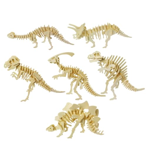 Sosoport 6Stücke Teiliges Holz Puzzle Dinosaurier Pädagogisches Puzzleset mit Stegosaurus Triceratops und Hadrosaur für Farbenfroh Sicher von Sosoport