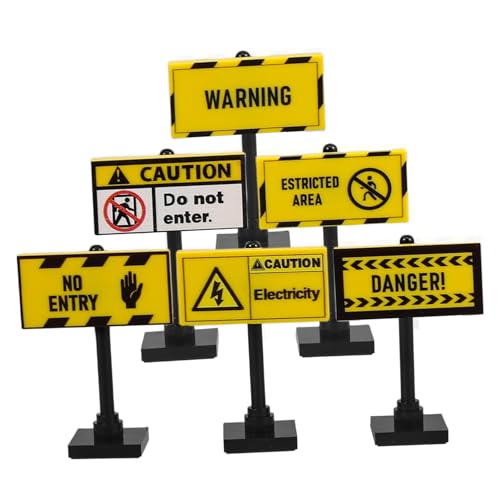 Sosoport 6pcs Plastikverkehrsfiguren Bausteine ​​Spielzeug Verkehrszeichen Model Kinderverkehrsausbildung Spielset Mini Street Schilder Straßensicherheit Spielzeug von Sosoport